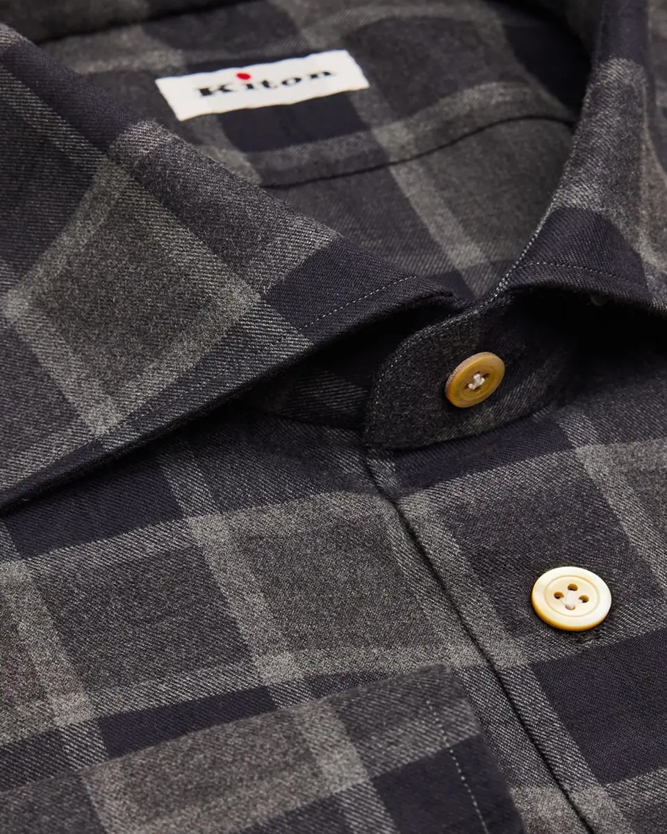 Kiton Men's Cotton Windowpane Check Button-Down Shirt | Thumbnail 3