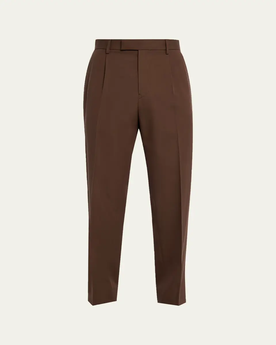 ZEGNA Men's Cotton and Wool Single-Pleated Trousers | Thumbnail 5 ZEGNA Men's Cotton and Wool Single-Pleated Trousers | Thumbnail 5
