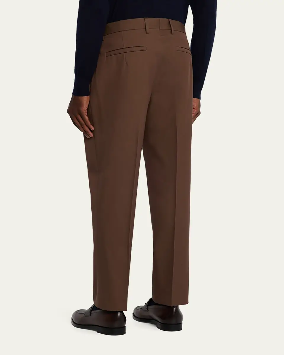 ZEGNA Men's Cotton and Wool Single-Pleated Trousers | Thumbnail 7 ZEGNA Men's Cotton and Wool Single-Pleated Trousers | Thumbnail 7