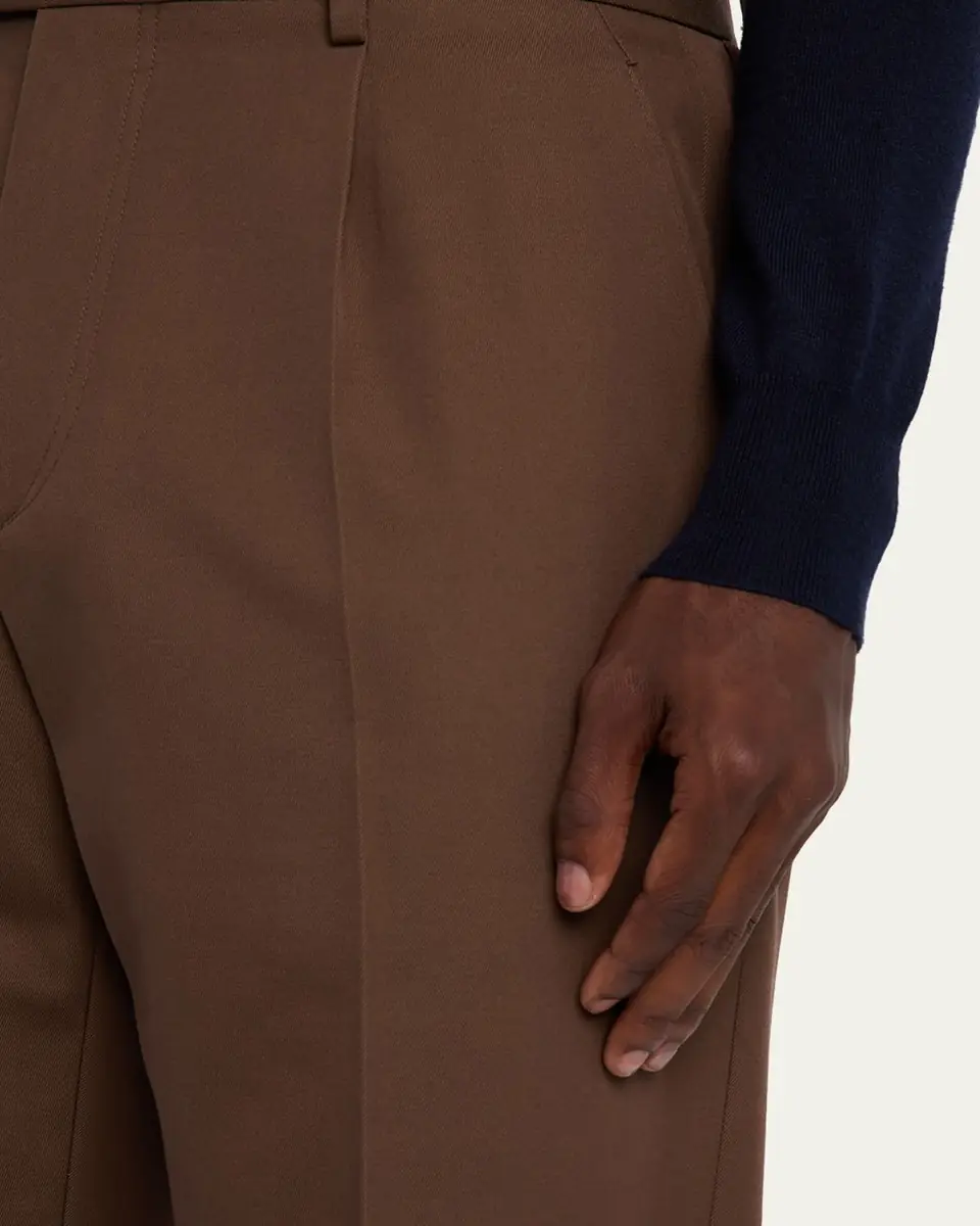 ZEGNA Men's Cotton and Wool Single-Pleated Trousers | Thumbnail 9 ZEGNA Men's Cotton and Wool Single-Pleated Trousers | Thumbnail 9