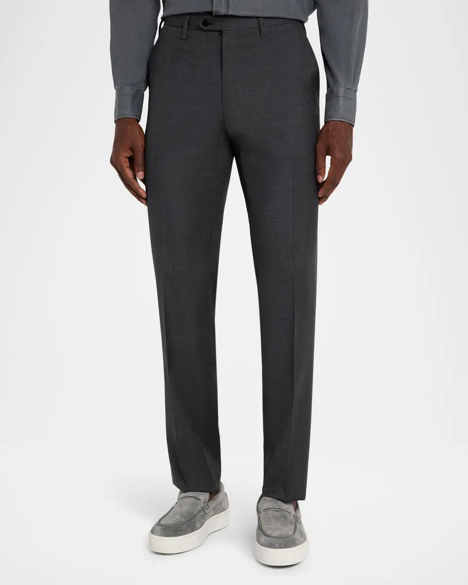 Kiton Men's Wool Twill Flat-Front Trousers | Thumbnail 3 Kiton Men's Wool Twill Flat-Front Trousers | Thumbnail 3