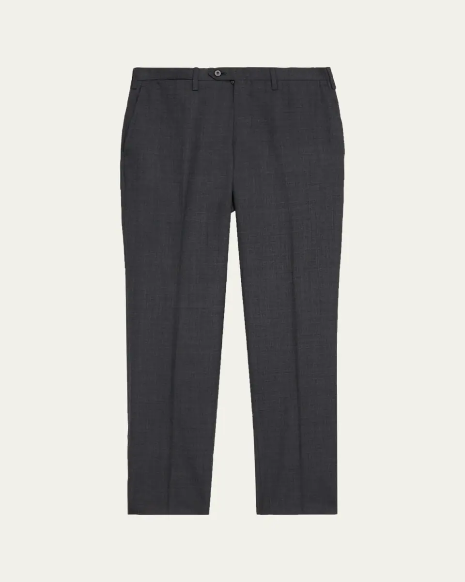 Kiton Men's Wool Twill Flat-Front Trousers | Thumbnail 4 Kiton Men's Wool Twill Flat-Front Trousers | Thumbnail 4