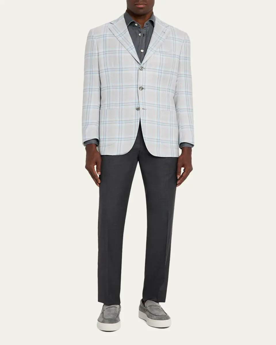 Kiton Men's Wool Twill Flat-Front Trousers | Thumbnail 5 Kiton Men's Wool Twill Flat-Front Trousers | Thumbnail 5
