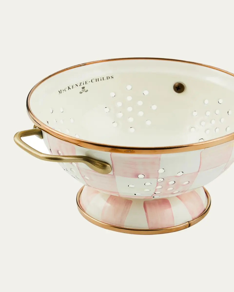 MacKenzie-Childs Rosy Check Enamel Colander, Small | Thumbnail 2 MacKenzie-Childs Rosy Check Enamel Colander, Small | Thumbnail 2