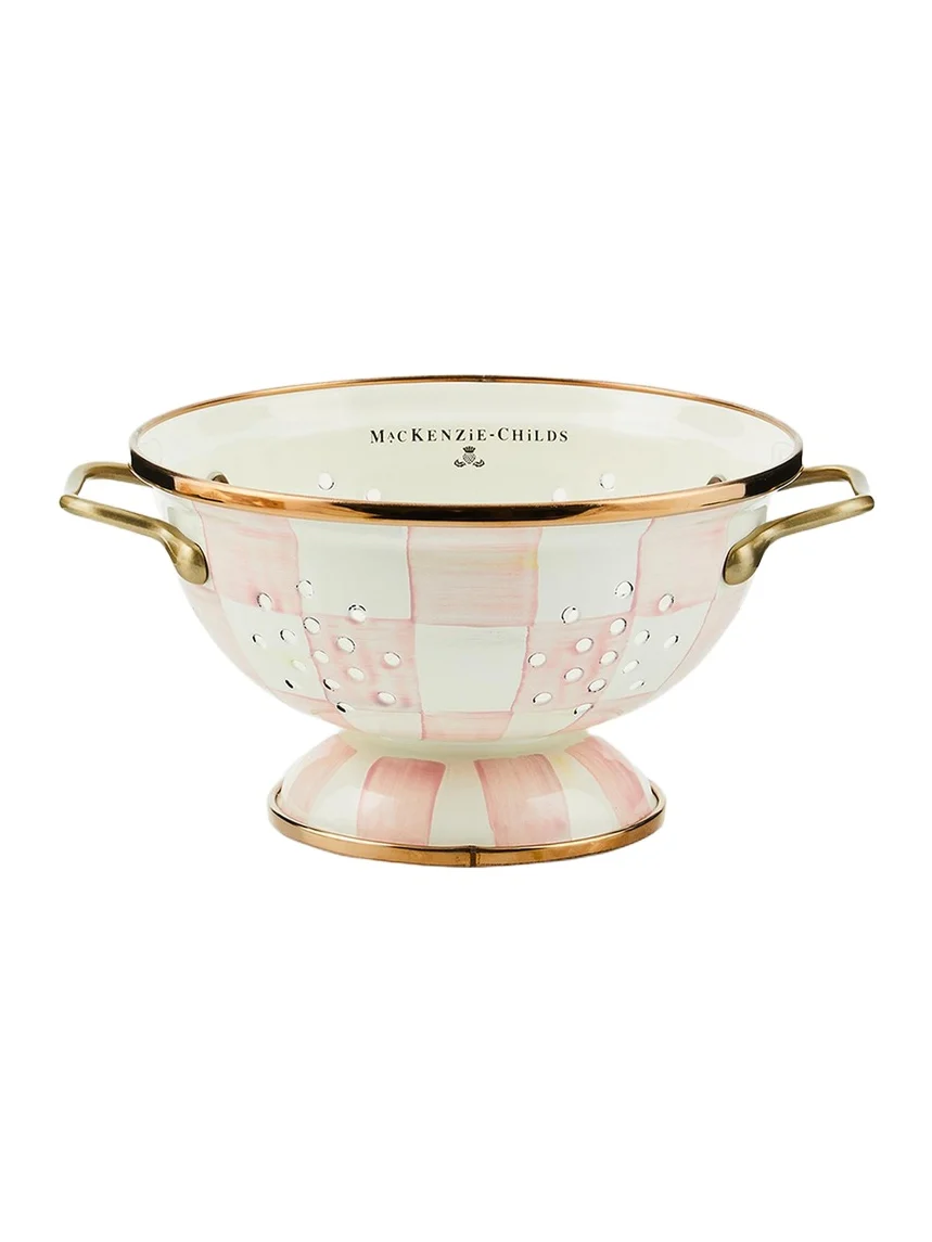 MacKenzie-Childs Rosy Check Enamel Colander, Small