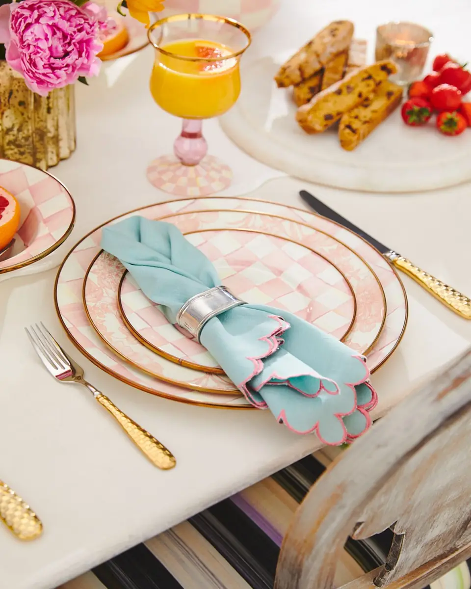 MacKenzie-Childs Rosy Check Enamel Charger Plate | Thumbnail 4