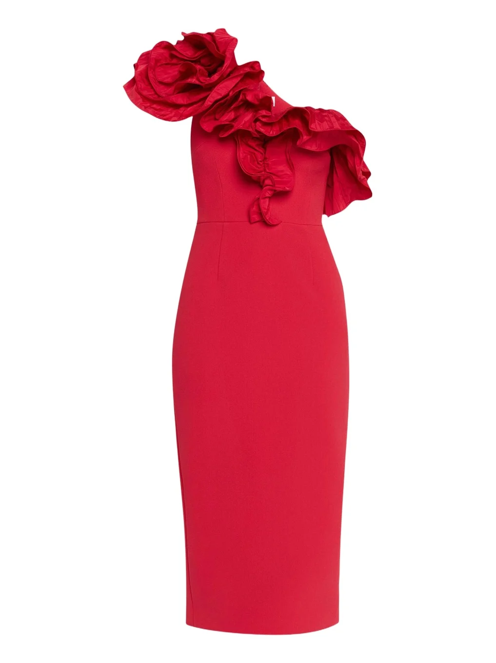 Zarya One-Shoulder Ruffle Bodycon Midi Dress Zarya One-Shoulder Ruffle Bodycon Midi Dress