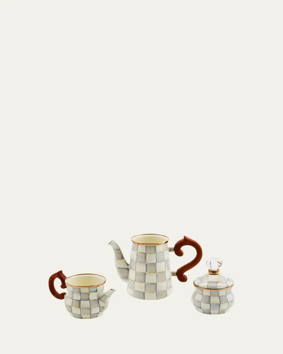MacKenzie-Childs Sterling Check Stackable Coffee Set | Thumbnail 2 MacKenzie-Childs Sterling Check Stackable Coffee Set | Thumbnail 2