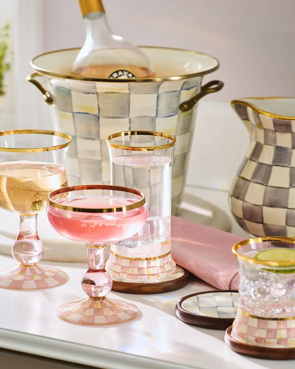 MacKenzie-Childs Rosy Check Coupe Glass | Thumbnail 3