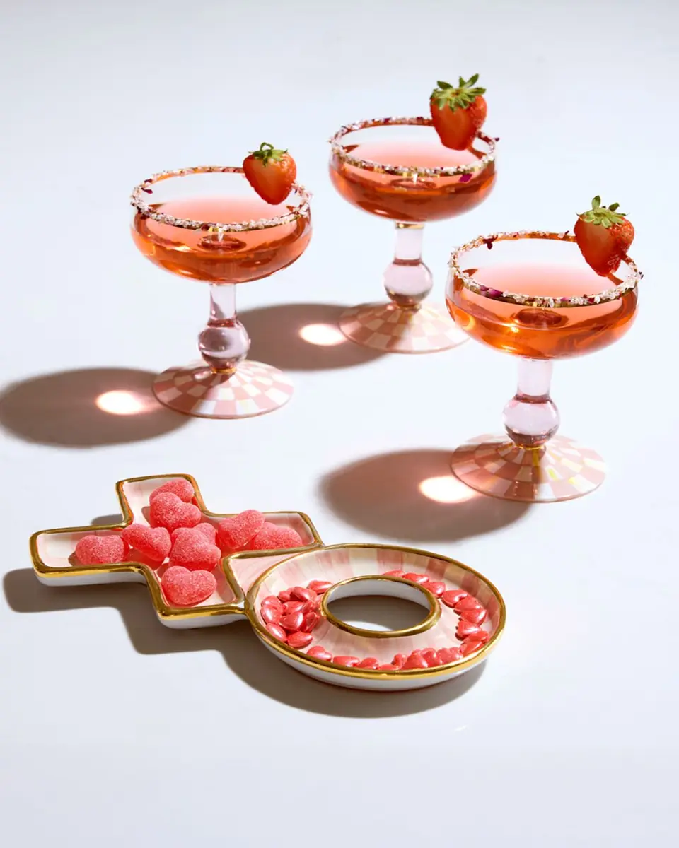 MacKenzie-Childs Rosy Check Coupe Glass | Thumbnail 5