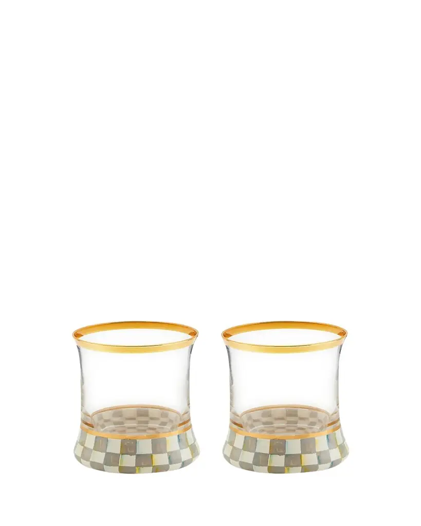 MacKenzie-Childs Sterling Check Tumbler Glass, Set of 2 | Image 1 MacKenzie-Childs Sterling Check Tumbler Glass, Set of 2 | Image 1