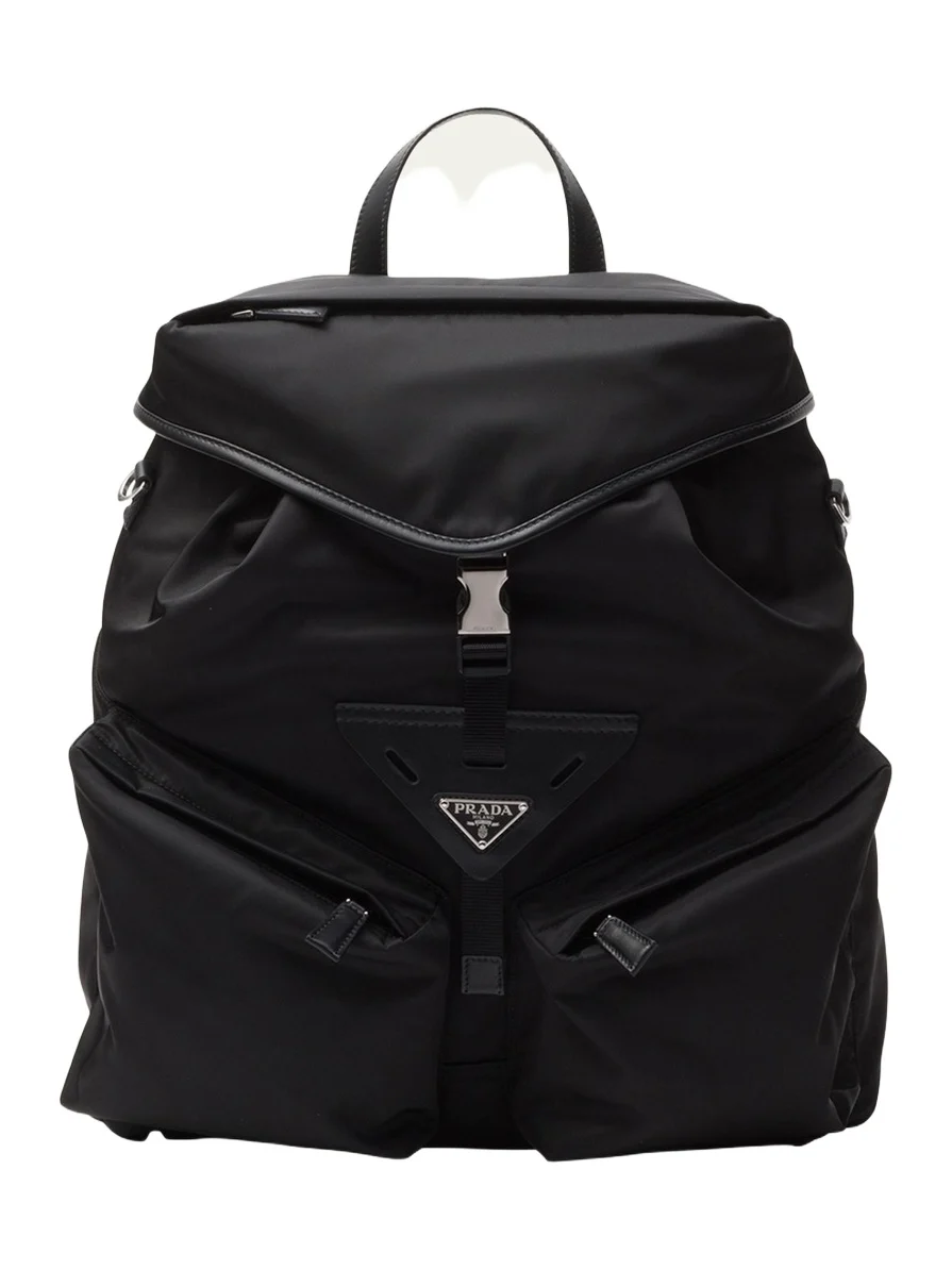 Men's Re-Nylon and Leather Backpack Men's Re-Nylon and Leather Backpack