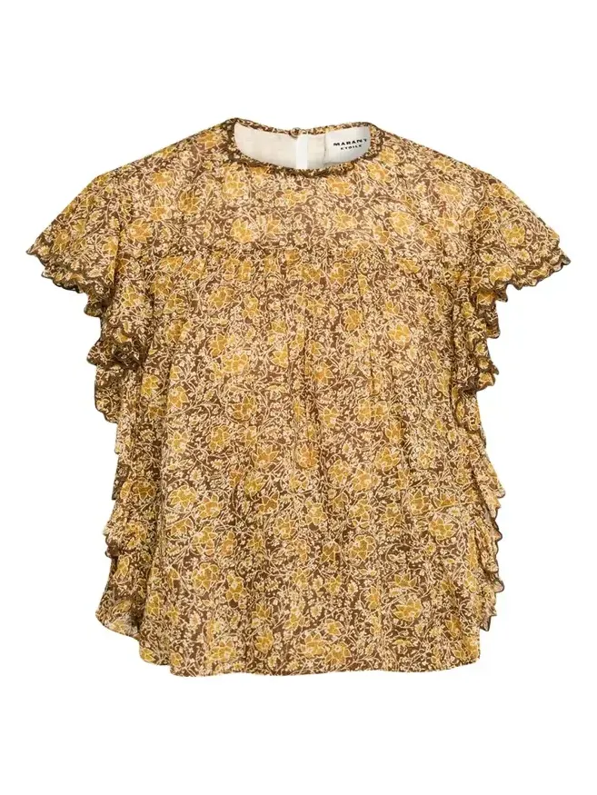 Daliyane Floral Flutter-Sleeve Blouse