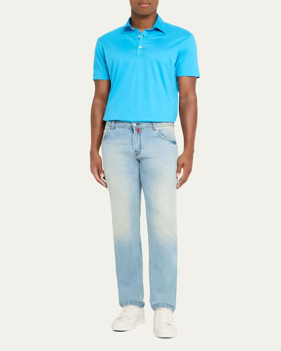 Kiton Men's Cotton Classic-Fit Polo Shirt | Thumbnail 6 Kiton Men's Cotton Classic-Fit Polo Shirt | Thumbnail 6