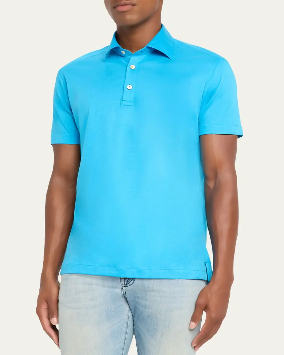 Kiton Men's Cotton Classic-Fit Polo Shirt | Thumbnail 8 Kiton Men's Cotton Classic-Fit Polo Shirt | Thumbnail 8