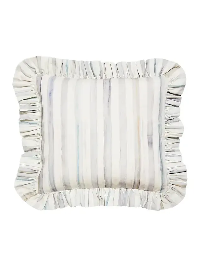 MacKenzie-Childs Sterling Stripe Ruffle Throw Pillow