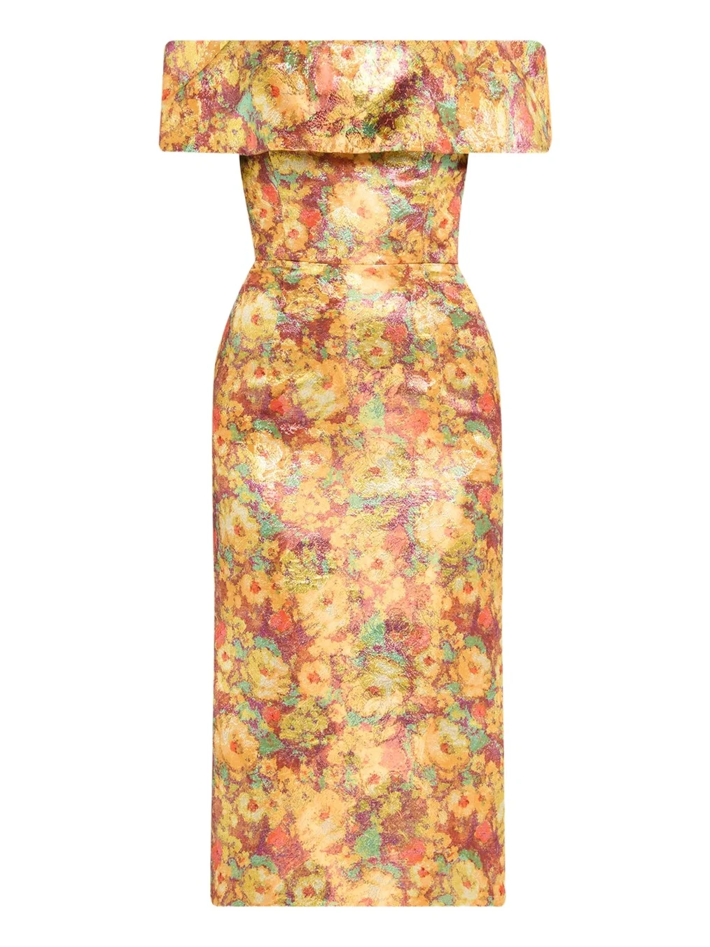 Gloria Metallic Floral Jacquard Off-The-Shoulder Dress Gloria Metallic Floral Jacquard Off-The-Shoulder Dress