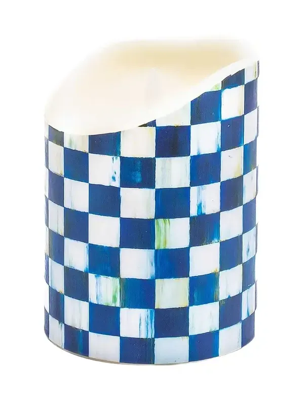 MacKenzie-Childs Royal Check Flicker Pillar Candle - 6"