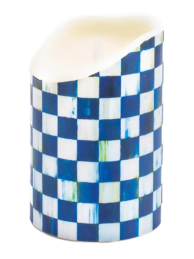 MacKenzie-Childs Royal Check Flicker Pillar Candle - 6"