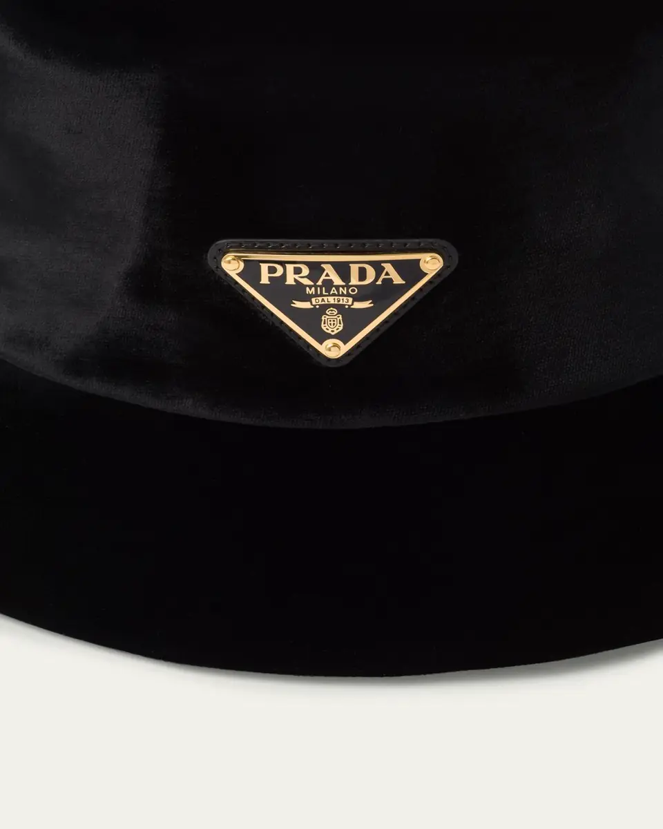 Prada Logo Velvet Bucket Hat | Thumbnail 3