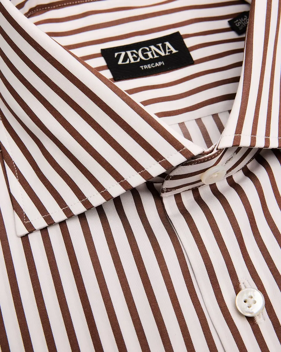 ZEGNA Men's Trecapi Cotton Bengal Stripe Dress Shirt | Image 1 ZEGNA Men's Trecapi Cotton Bengal Stripe Dress Shirt | Image 1