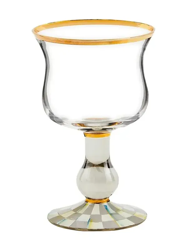 MacKenzie-Childs Sterling Check Wine Glass