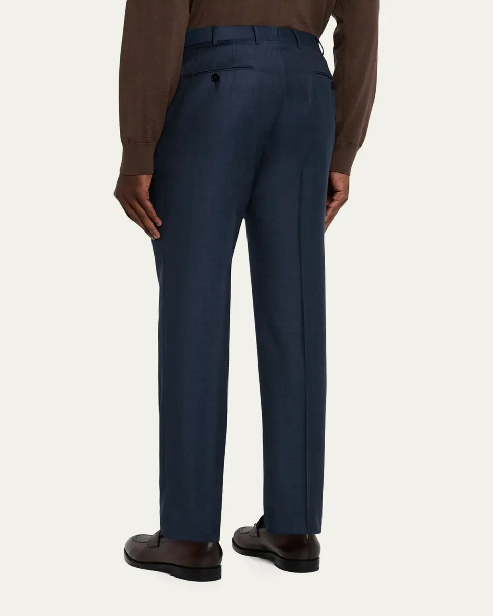 Zegna Men's Wool Sharkskin Modern Fit Trousers | Thumbnail 7 Zegna Men's Wool Sharkskin Modern Fit Trousers | Thumbnail 7