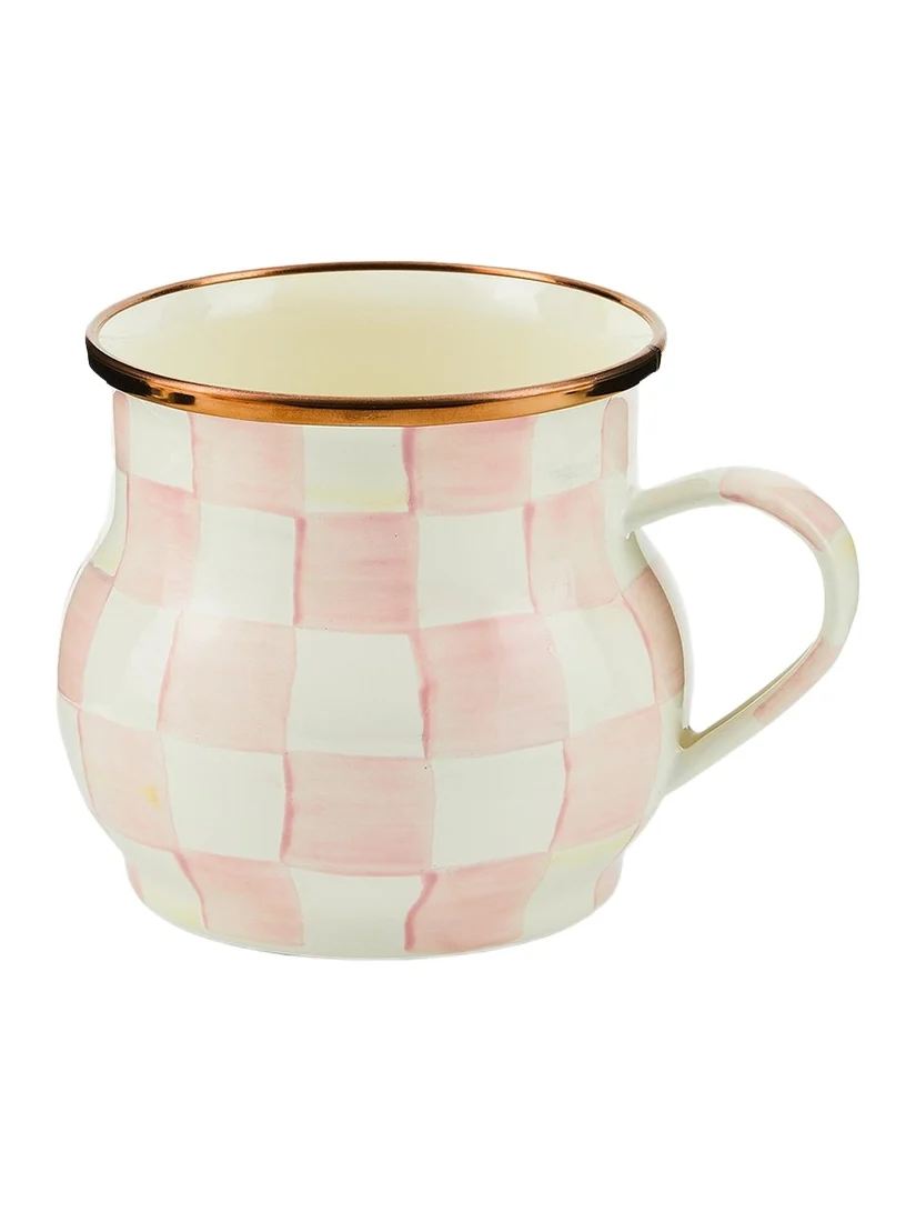 MacKenzie-Childs Rosy Check Enamel Mug