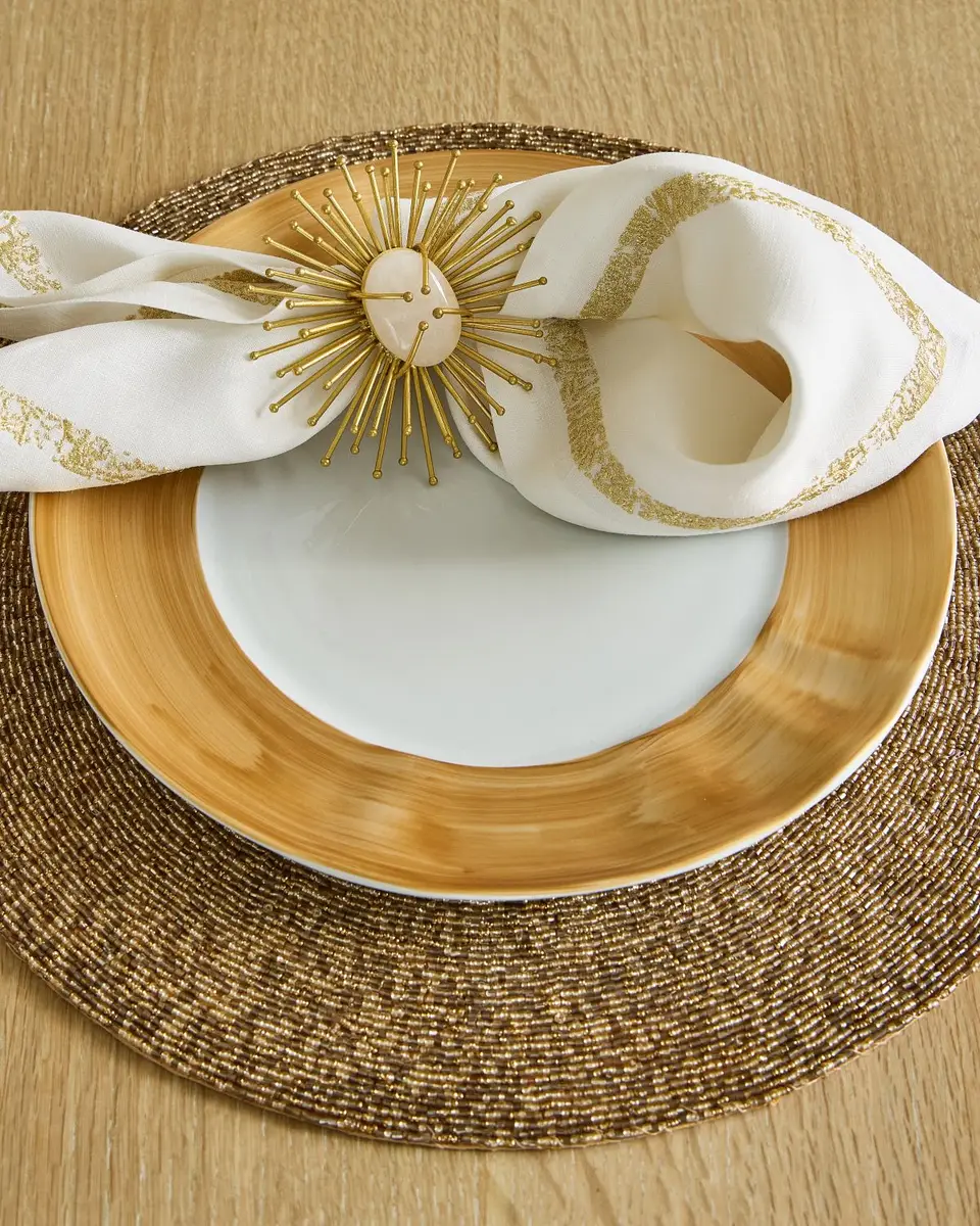 Neiman Marcus 12-Piece Gold Brushstroke Dinnerware Set | Thumbnail 5 Neiman Marcus 12-Piece Gold Brushstroke Dinnerware Set | Thumbnail 5
