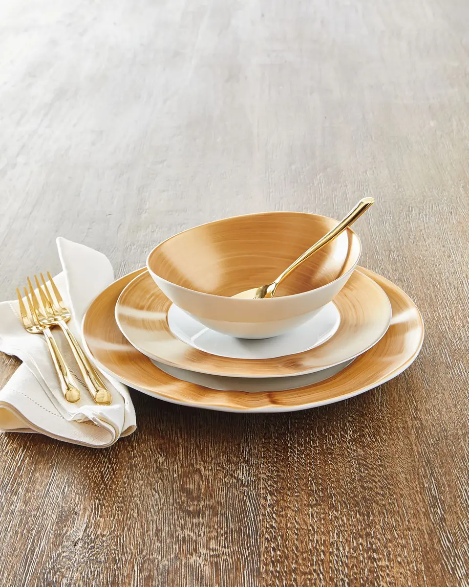 Neiman Marcus 12-Piece Gold Brushstroke Dinnerware Set | Thumbnail 6 Neiman Marcus 12-Piece Gold Brushstroke Dinnerware Set | Thumbnail 6