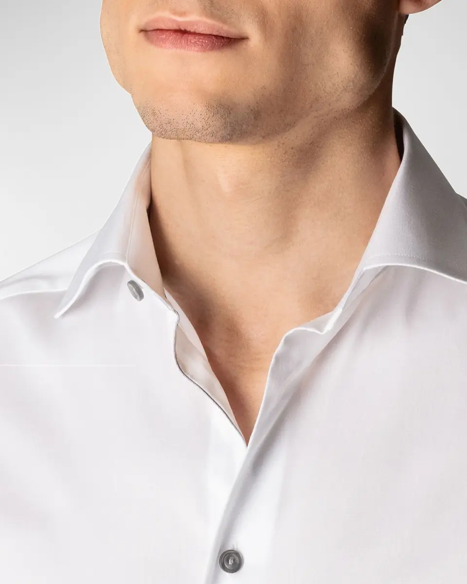 Eton Contemporary-Fit Twill Shirt with Gray Buttons | Thumbnail 2
