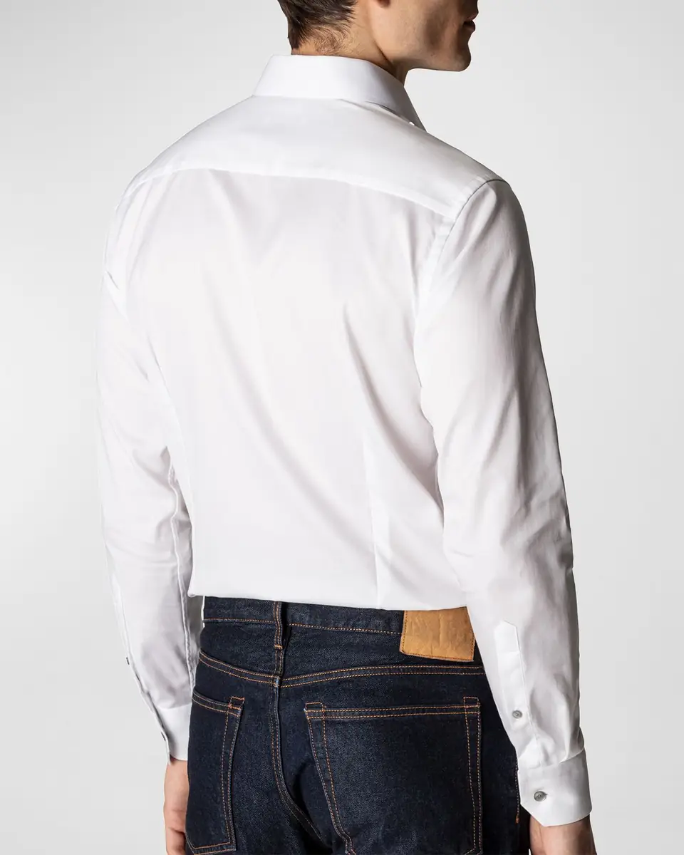 Eton Contemporary-Fit Twill Shirt with Gray Buttons | Thumbnail 3