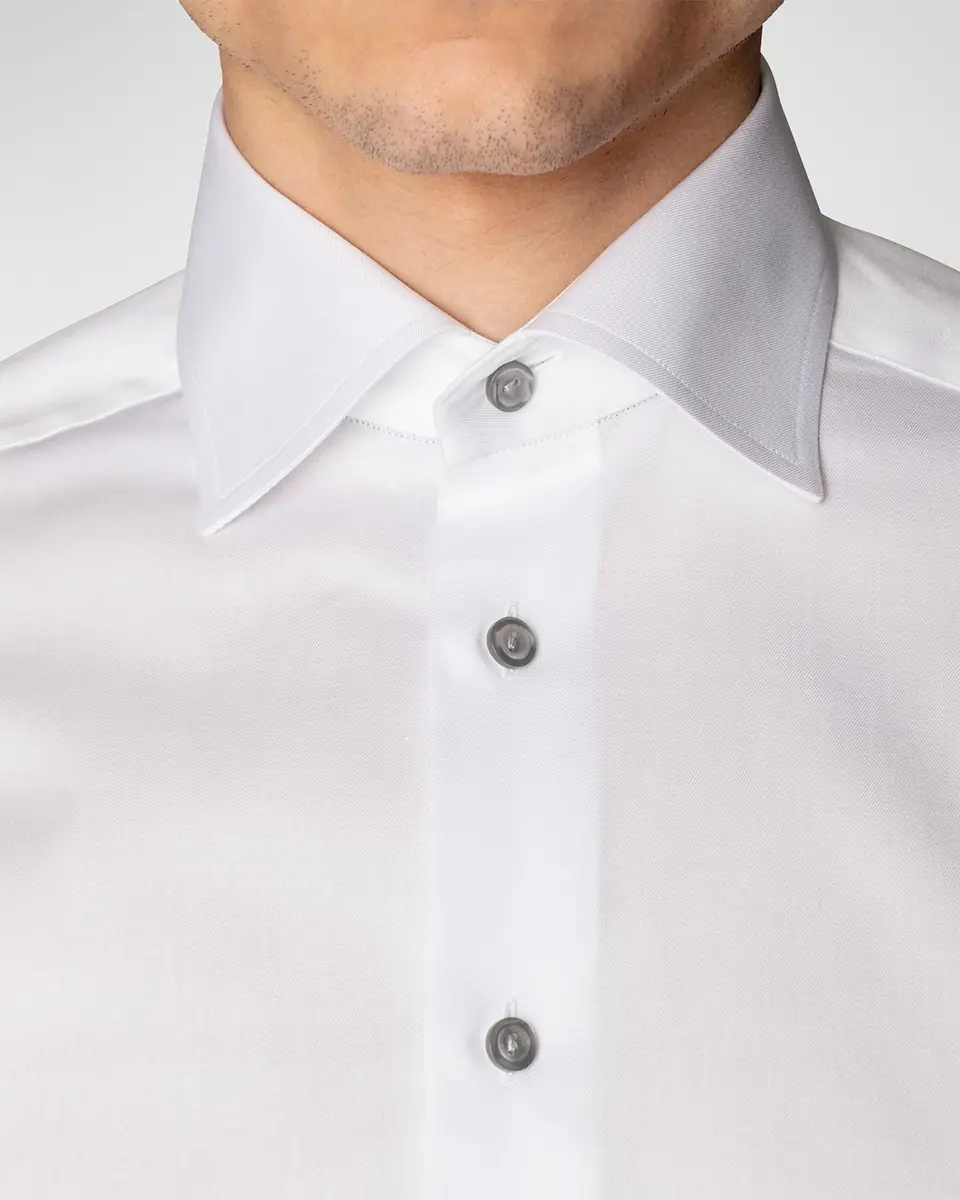 Eton Contemporary-Fit Twill Shirt with Gray Buttons | Thumbnail 4