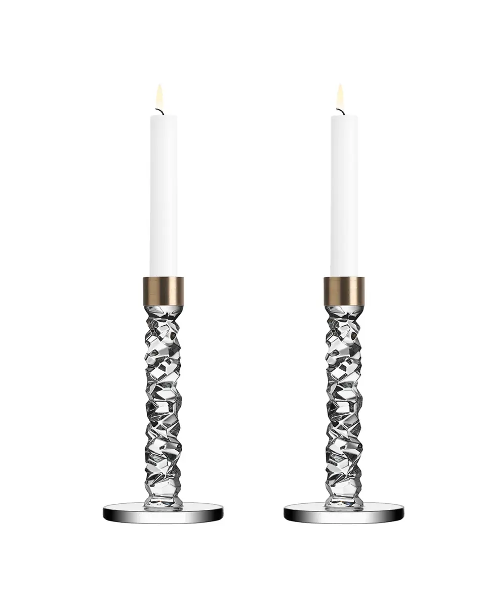 Orrefors Carat Brass Candlesticks, Set of 2 | Thumbnail 2