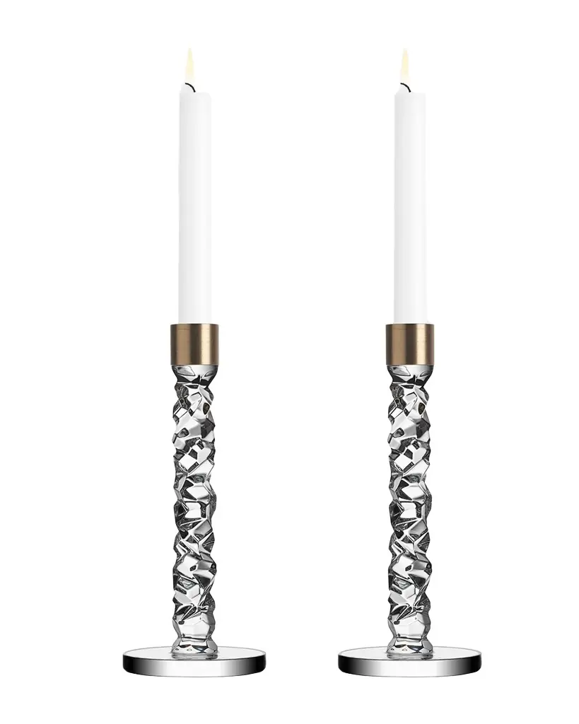 Orrefors Carat Brass Candlesticks, Set of 2