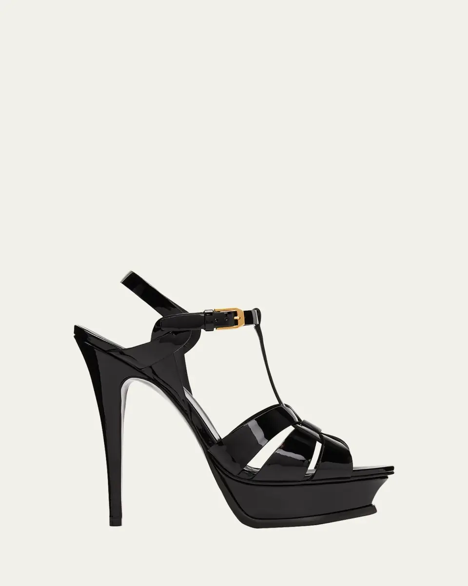 Saint Laurent Tribute Patent Platform Sandals | Thumbnail 2 Saint Laurent Tribute Patent Platform Sandals | Thumbnail 2