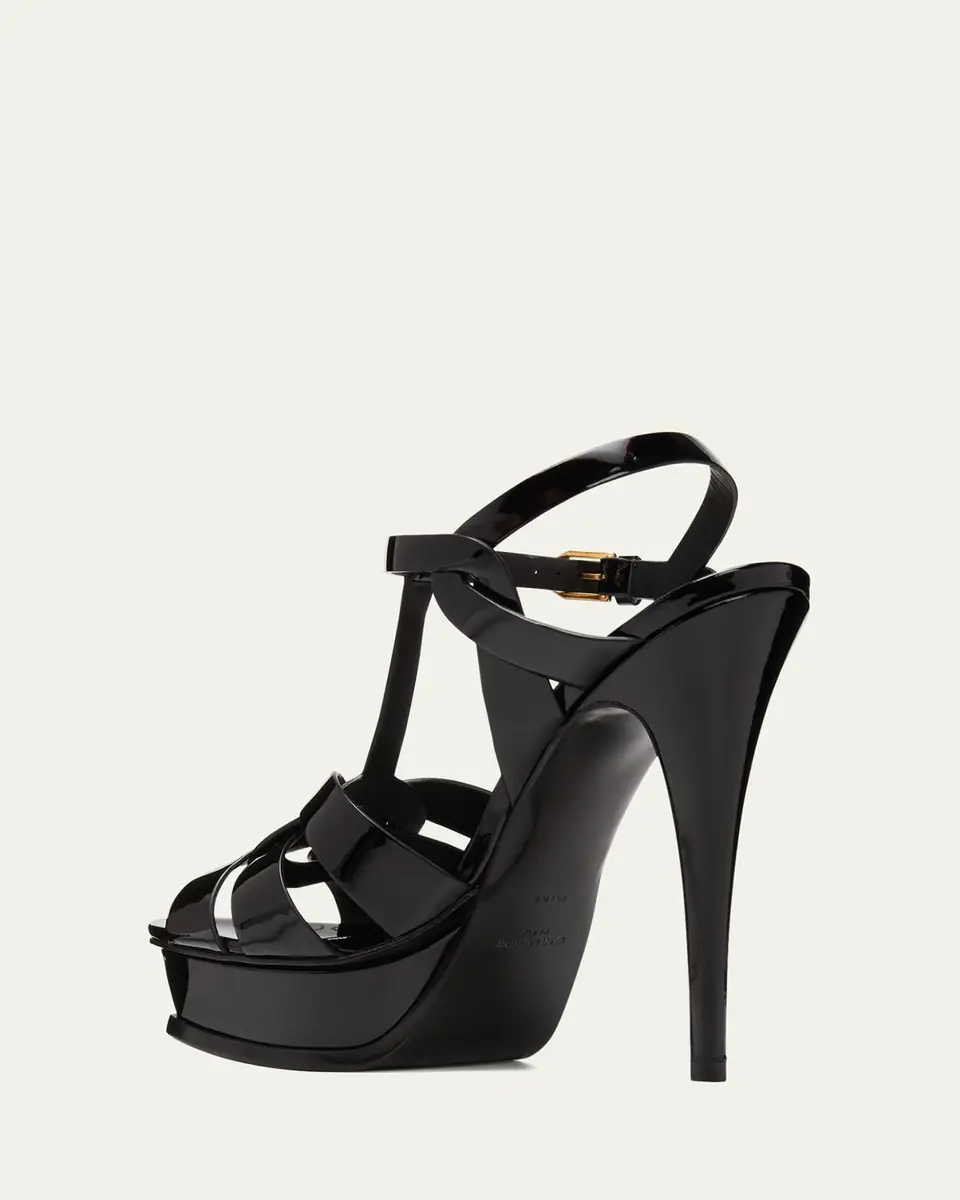 Saint Laurent Tribute Patent Platform Sandals | Thumbnail 5 Saint Laurent Tribute Patent Platform Sandals | Thumbnail 5