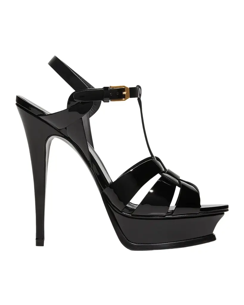 Saint Laurent Tribute Patent Platform Sandals | Image 1 Saint Laurent Tribute Patent Platform Sandals | Image 1