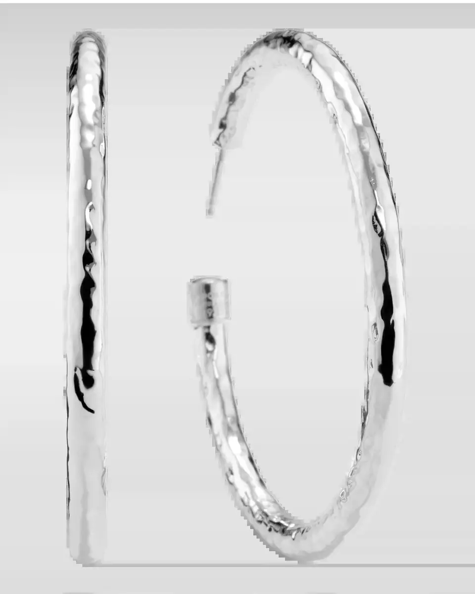 Ippolita Large Hammered Hoop Earrings in Sterling Silver | Thumbnail 2 Ippolita Large Hammered Hoop Earrings in Sterling Silver | Thumbnail 2