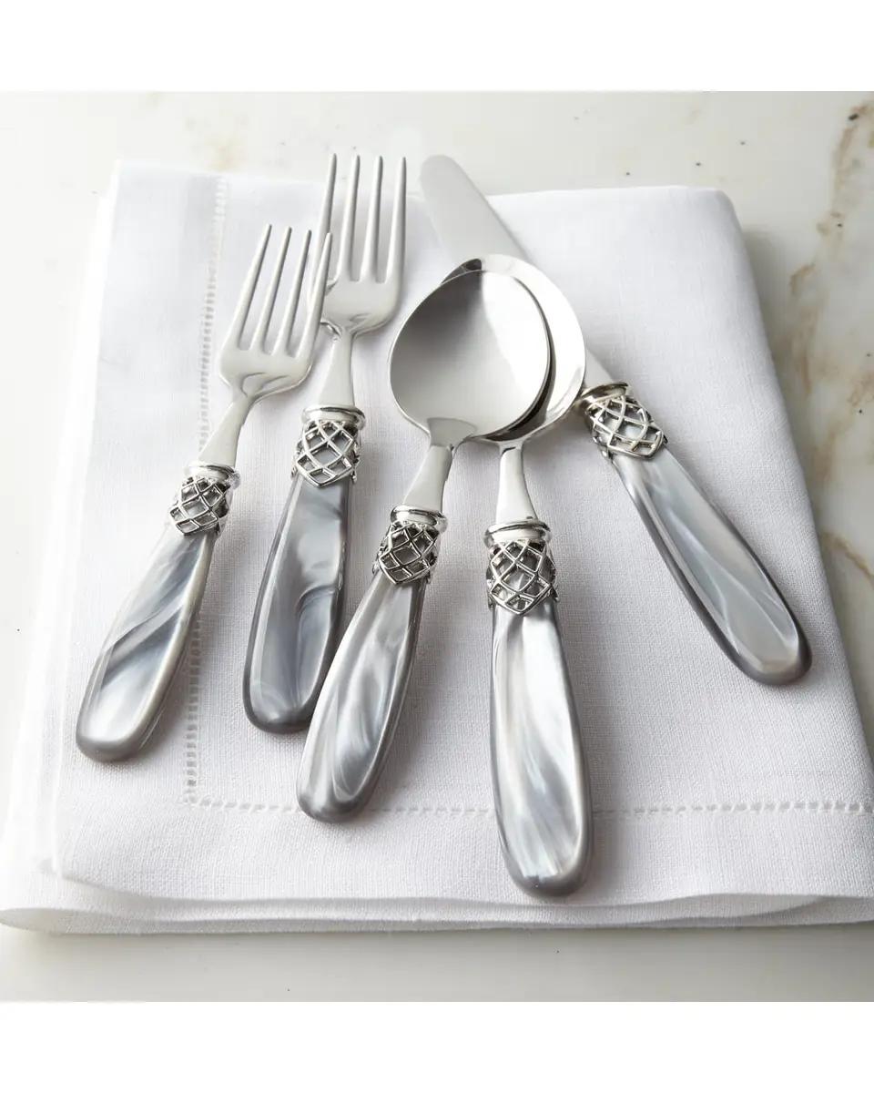 Neiman Marcus French Shine 20-Piece Flatware Service, Gray Pearl | Thumbnail 2 Neiman Marcus French Shine 20-Piece Flatware Service, Gray Pearl | Thumbnail 2