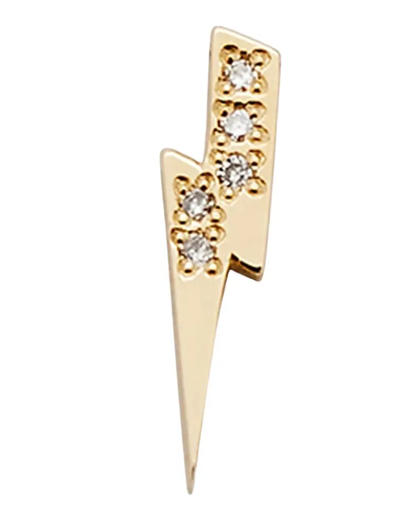 Lightning Bolt Single Stud Earring with Diamonds Lightning Bolt Single Stud Earring with Diamonds
