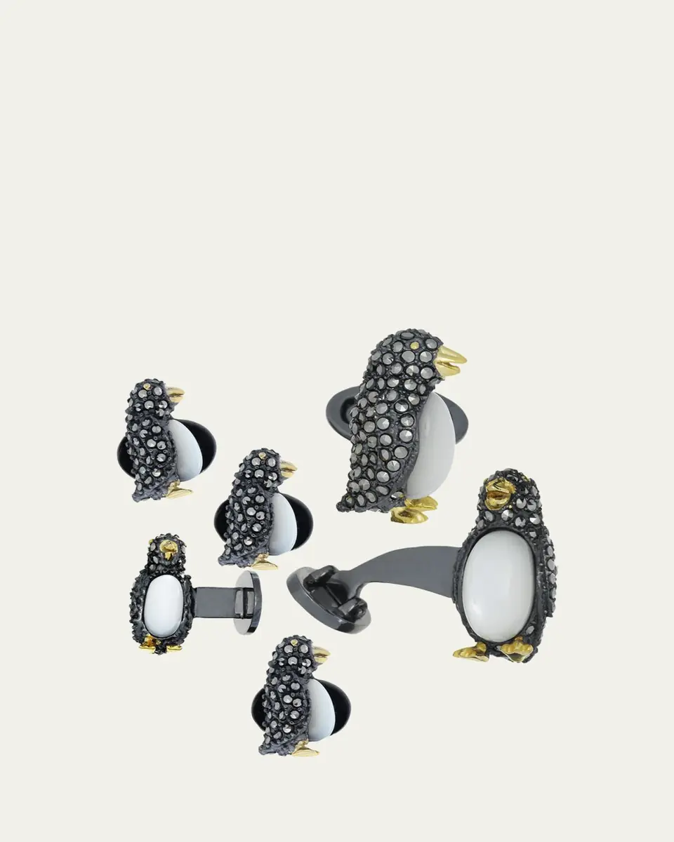 Jan Leslie Marcasite Penguin Cuff Links Studs Set | Thumbnail 4 Jan Leslie Marcasite Penguin Cuff Links Studs Set | Thumbnail 4