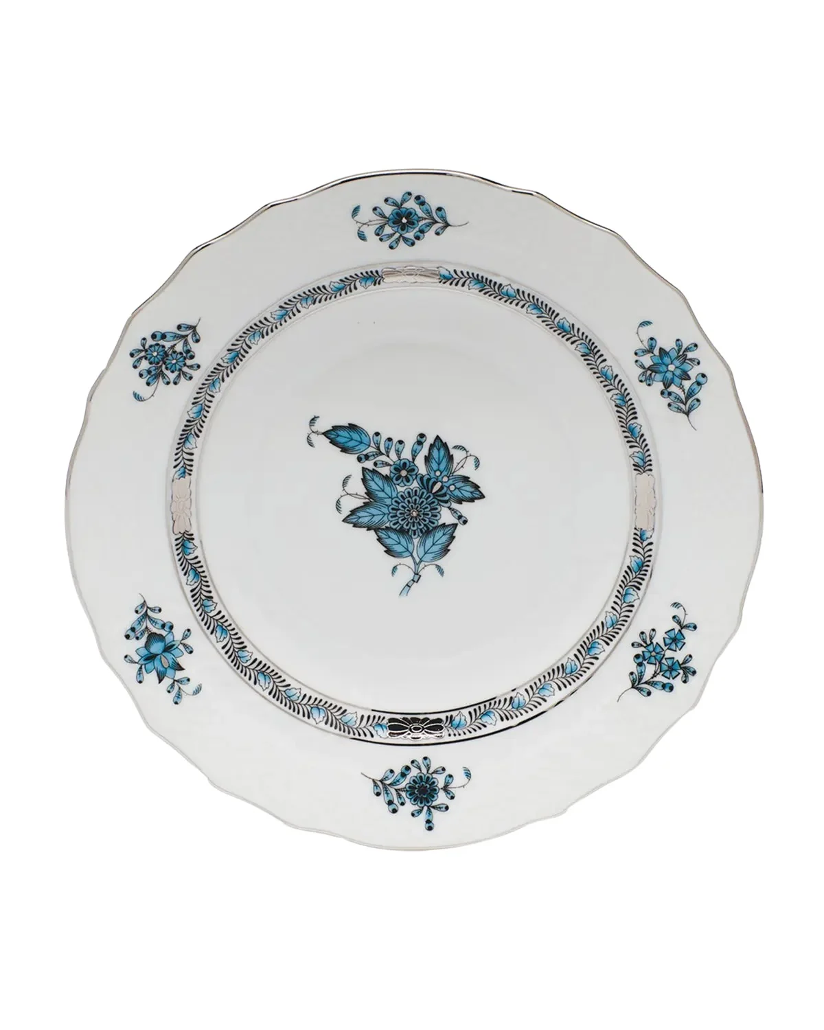Herend Chinese Bouquet Turquoise & Platinum Salad Plate