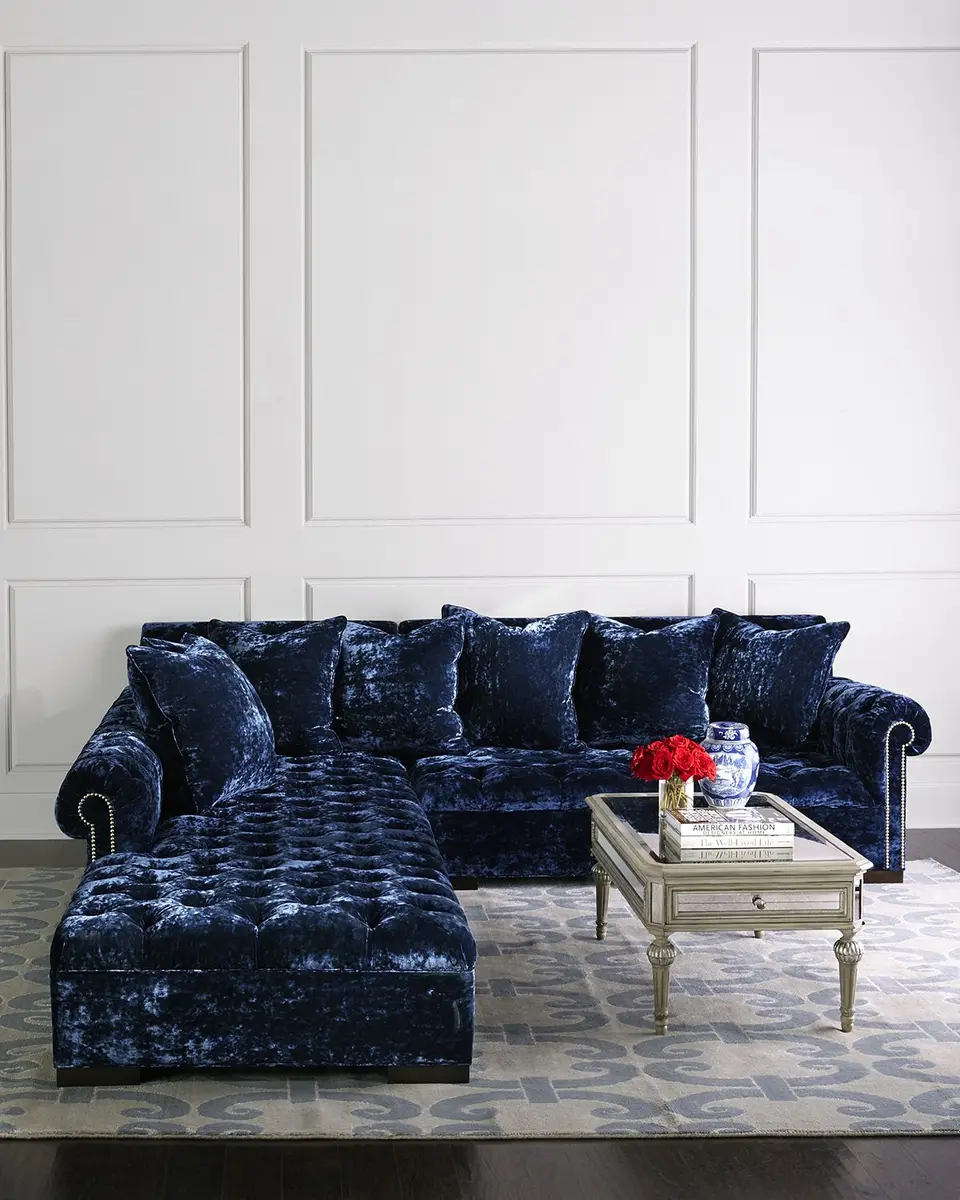 Haute House Divine Crushed Velvet Left-Chaise Sectional, 116" | Thumbnail 3 Haute House Divine Crushed Velvet Left-Chaise Sectional, 116" | Thumbnail 3
