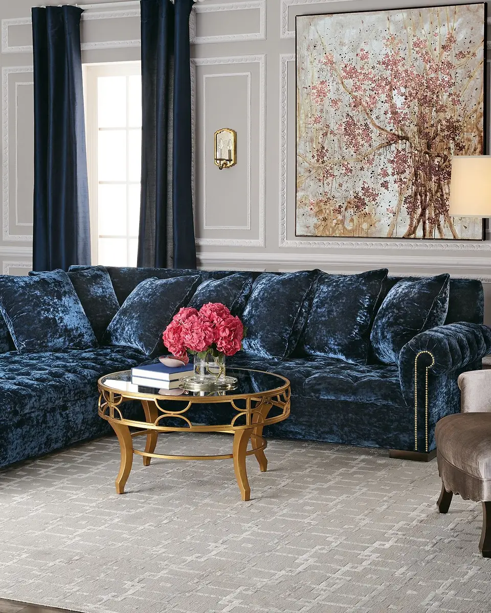 Haute House Divine Crushed Velvet Left-Chaise Sectional, 116"