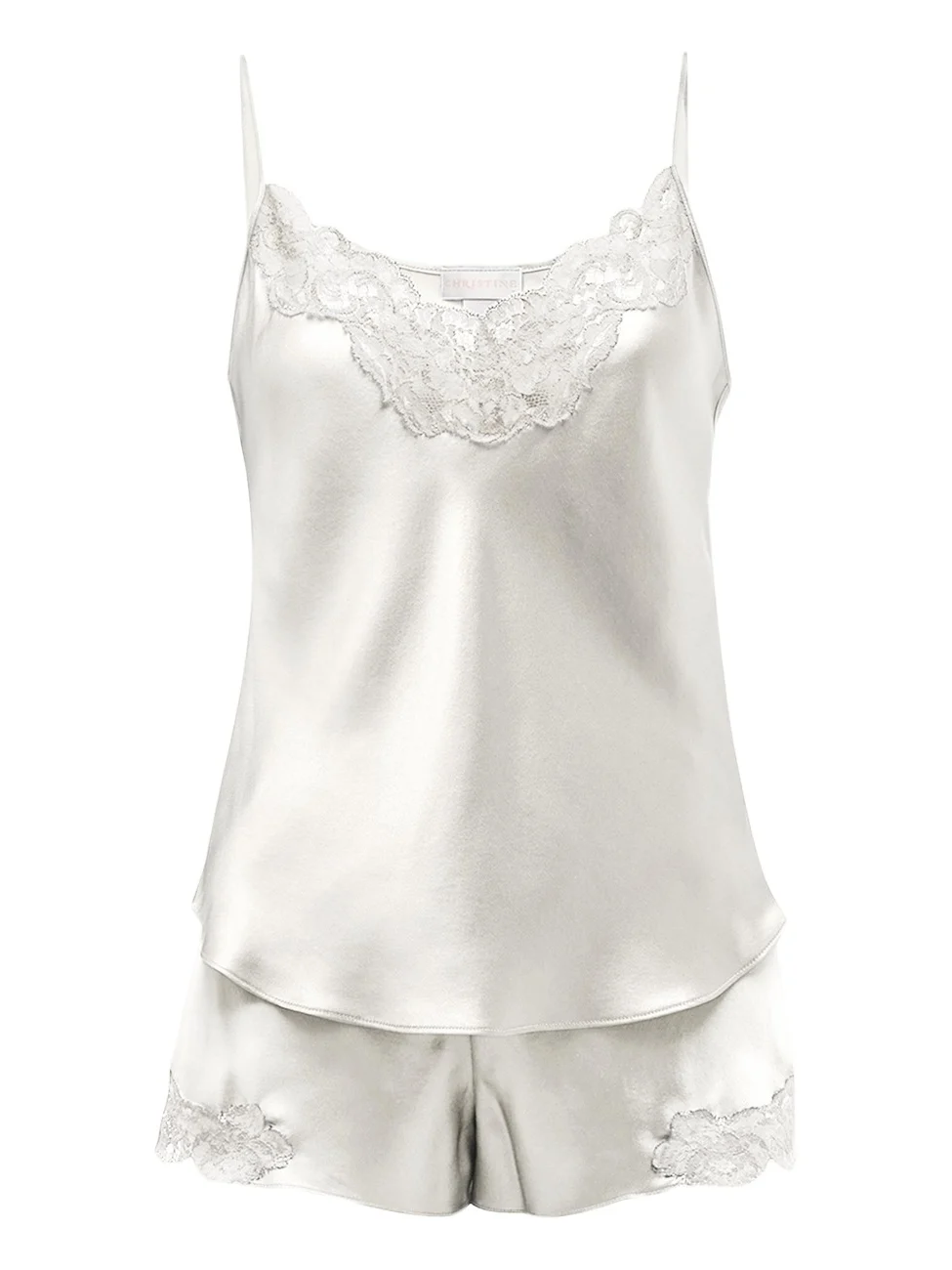 Bijoux Short Lace-Trim Silk Pajama Set Bijoux Short Lace-Trim Silk Pajama Set