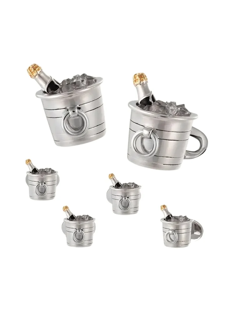 Men's Champagne Bucket Cufflink Stud Set Men's Champagne Bucket Cufflink Stud Set