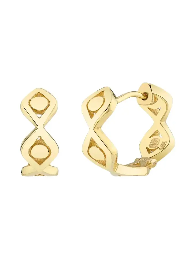 14k Evil Eye Huggie Hoop Earrings