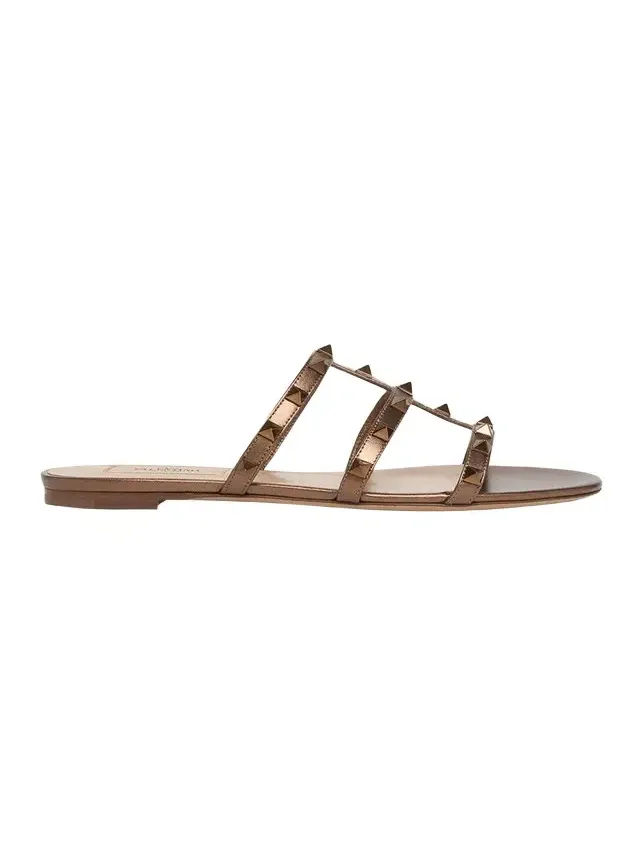 Rockstud Metallic City Flat Slide Sandals