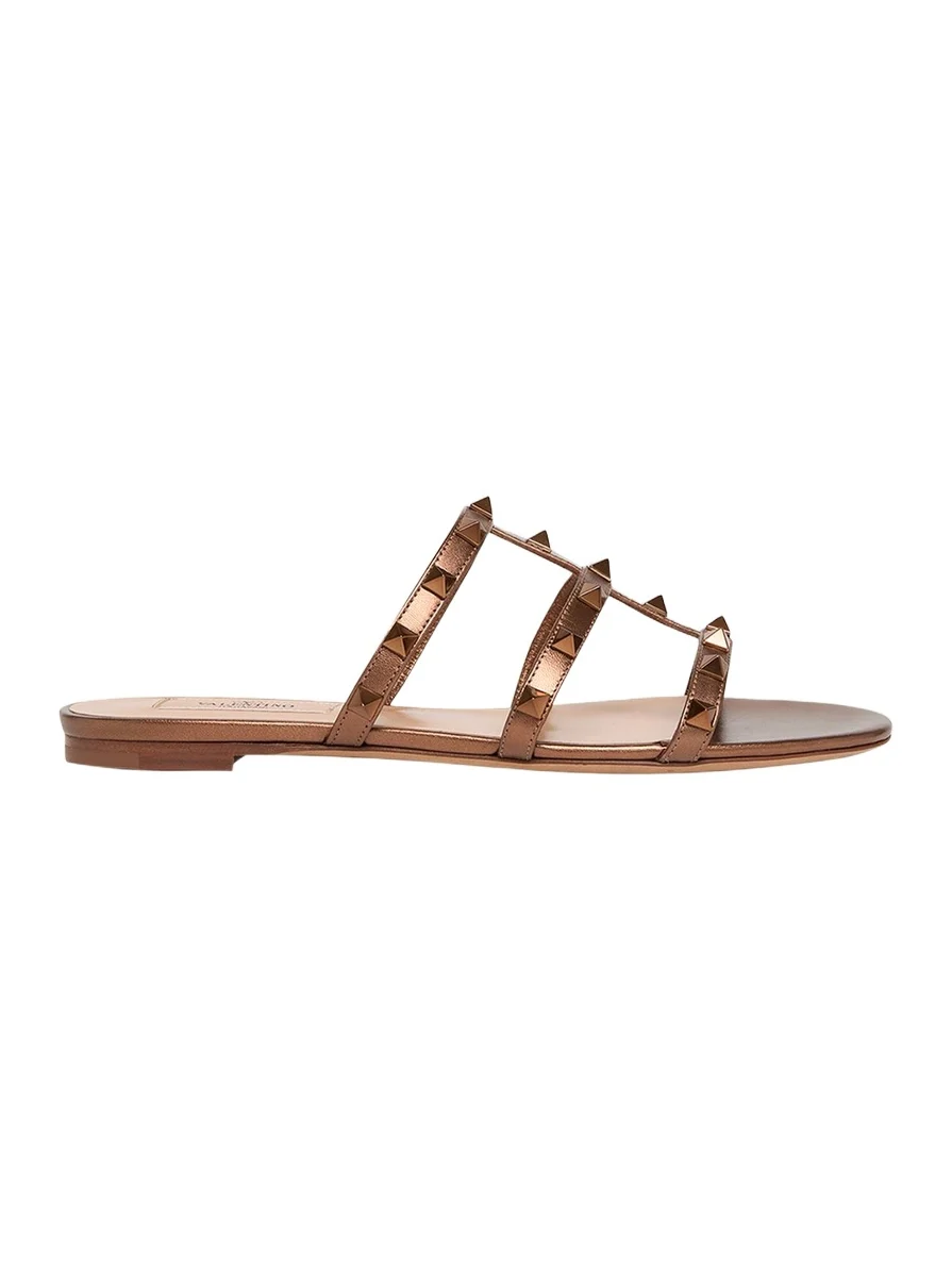 Rockstud Metallic City Flat Slide Sandals